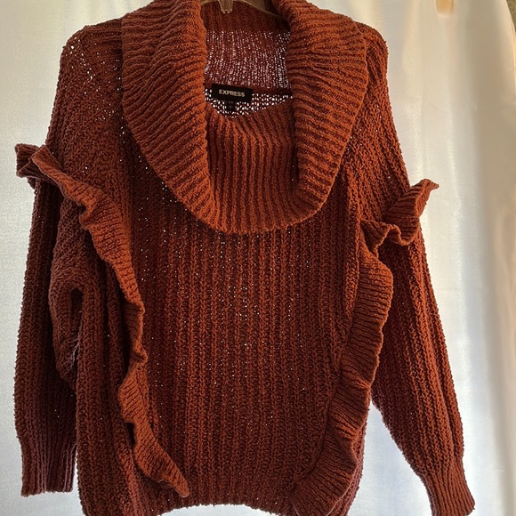 Sweaters - Express cowl neck sweater, ruffled sleeves @ front, pre-loved, L